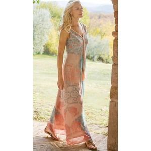SOFT SURROUNDINGS BOHO GUADALUPE  MAXI BEACH HAWAII DRESS M